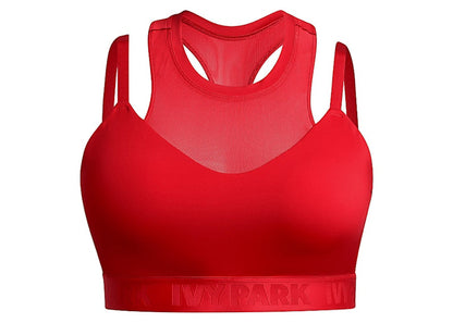 adidas Ivy Park High-Neck Sheer Bra (Plus Size) Red