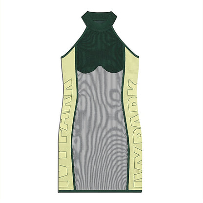 adidas Ivy Park Knit Logo Dress Dark Green/Green Tint/Yellow Tint