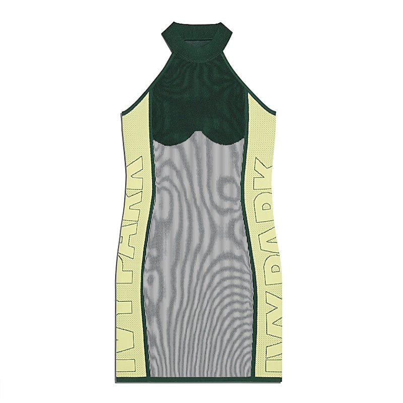 adidas Ivy Park Knit Logo Dress Dark Green/Green Tint/Yellow Tint