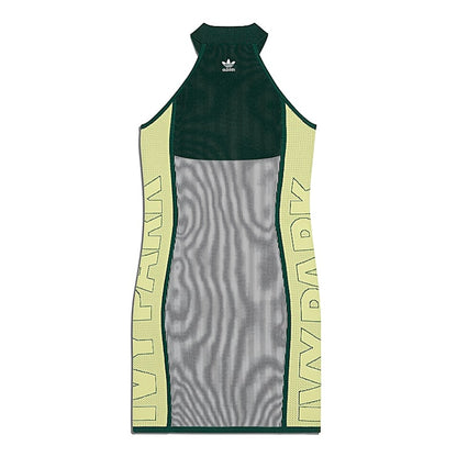 adidas Ivy Park Knit Logo Dress (Plus Size) Dark Green/Black/Green Tint/Yellow Tint