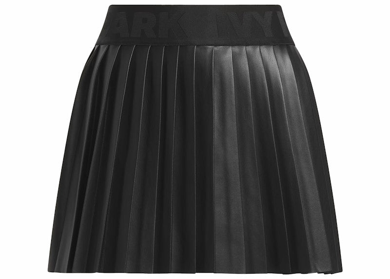adidas Ivy Park Leather Pleated Mini Skirt Black