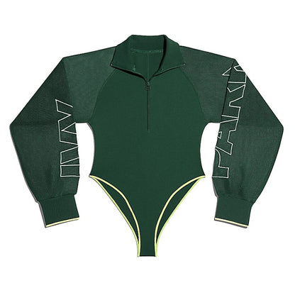 adidas Ivy Park Mesh Sleeve Bodysuit Dark Green/Hi-Res Yellow