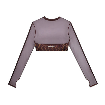 adidas Ivy Park Monogram Crop Top Wild Brown/Night Red