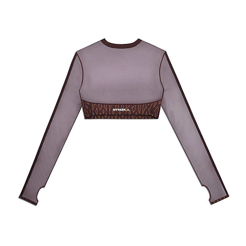 adidas Ivy Park Monogram Crop Top Wild Brown/Night Red