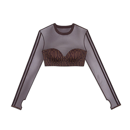 adidas Ivy Park Monogram Crop Top Wild Brown/Night Red