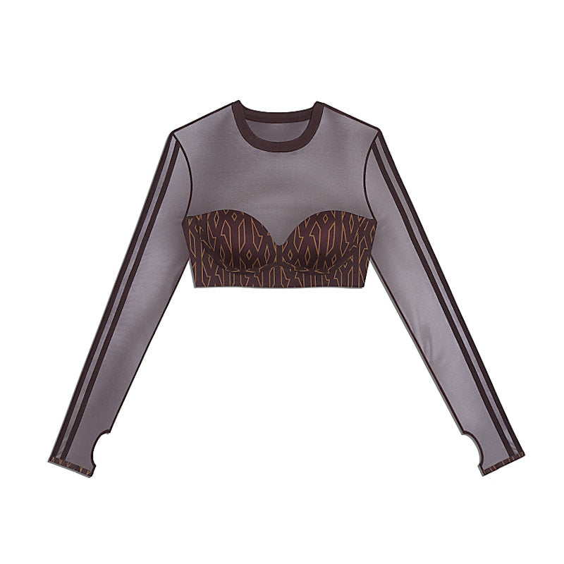 adidas Ivy Park Monogram Crop Top Wild Brown/Night Red