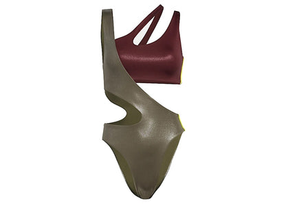 adidas Ivy Park One-Piece Cutout Swimsuit Shadow Red/Medium Dark Khaki