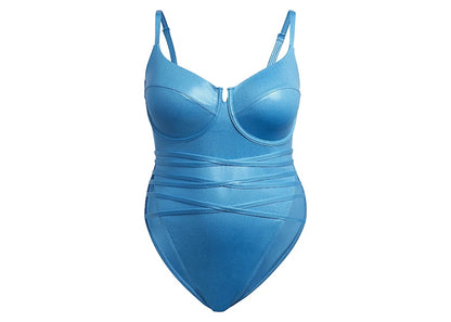 adidas Ivy Park One-Piece Swimsuit (Plus Size) Shock Cyan