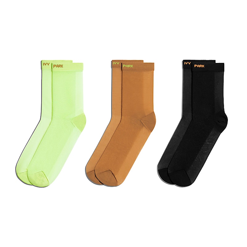 adidas Ivy Park Sheer Socks 3-Pack Hi Res Yellow/Mesa/Black