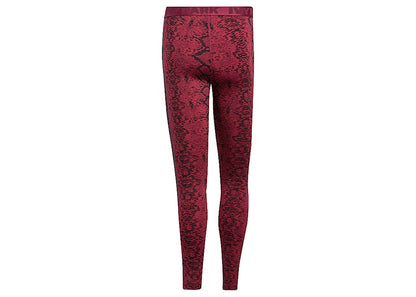 adidas Ivy Park Snakeskin Allover Print Baselayer Tights (Mens) Cherry Wood/Black