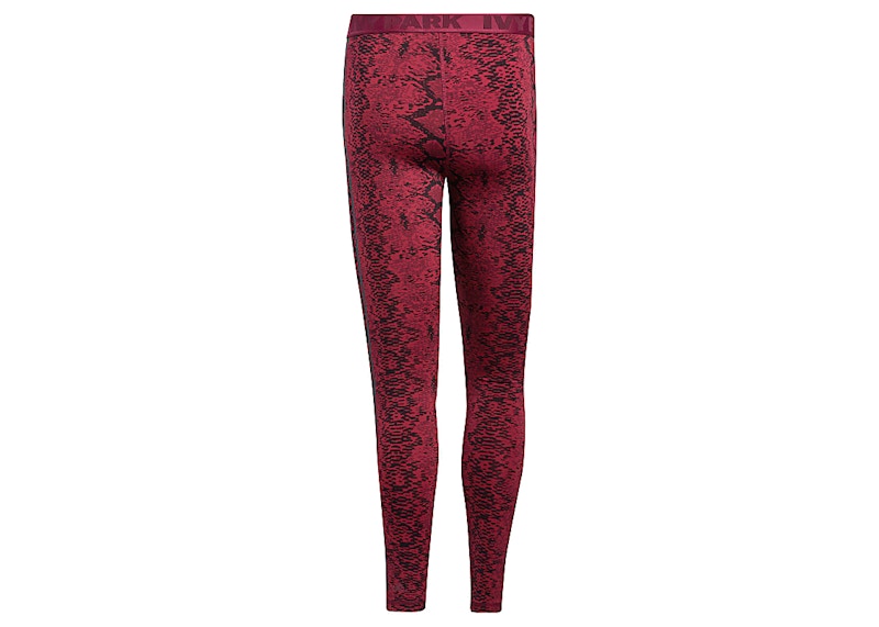 adidas Ivy Park Snakeskin Allover Print Baselayer Tights (Mens) Cherry Wood/Black