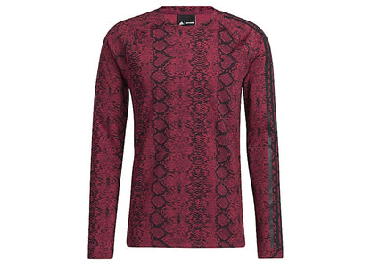 adidas Ivy Park Snakeskin Allover Print Baselayer Top (Mens) Cherry Wood/Black