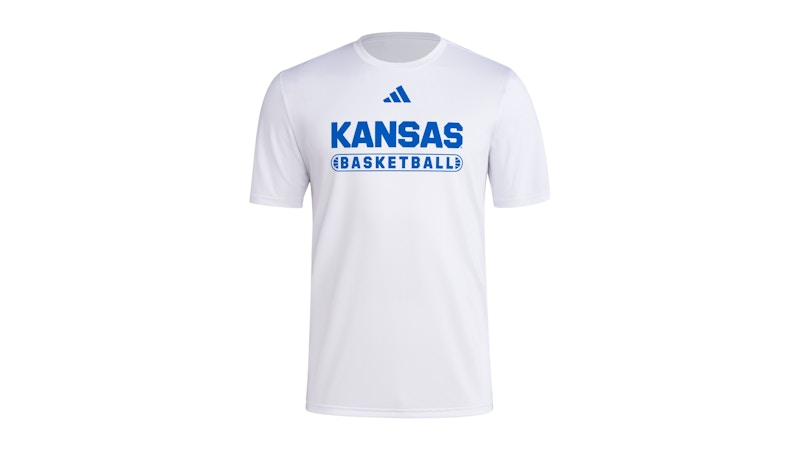 adidas Jayhawks Short Sleeve Pregame Tee Kansas White Multi