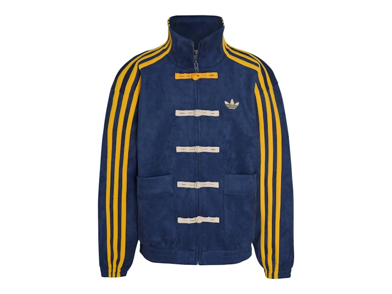 adidas Junior Kids Chinese Style Oversized Knit Jacket (Asia Sizing) Crew Navy/Collegiate Gold