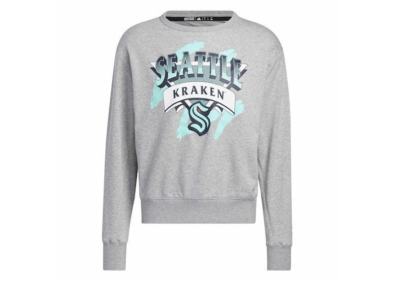 adidas Kraken Vintage Crew Sweatshirt Medium Grey Heather/White
