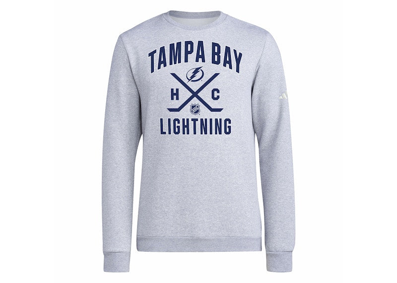 adidas Lightning Ice Hockey Long Sleeve Sweatshirt Medium Grey Heather/White