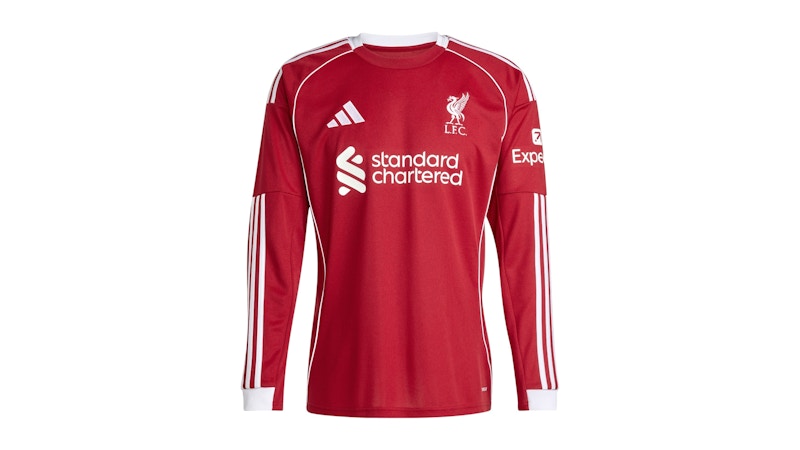 adidas Liverpool FC 25/26 Long Sleeve Home Jersey Strawberry Red