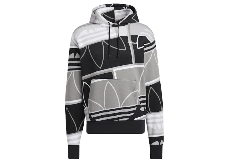 adidas Logo Play Pullover Hoodie Black/White/Grey