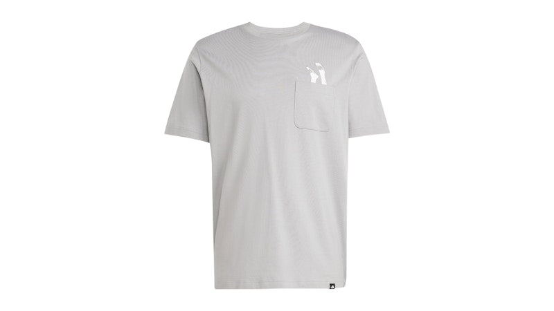 adidas Lounge Slides Graphic Pocket T-Shirt Charcoal Solid Grey