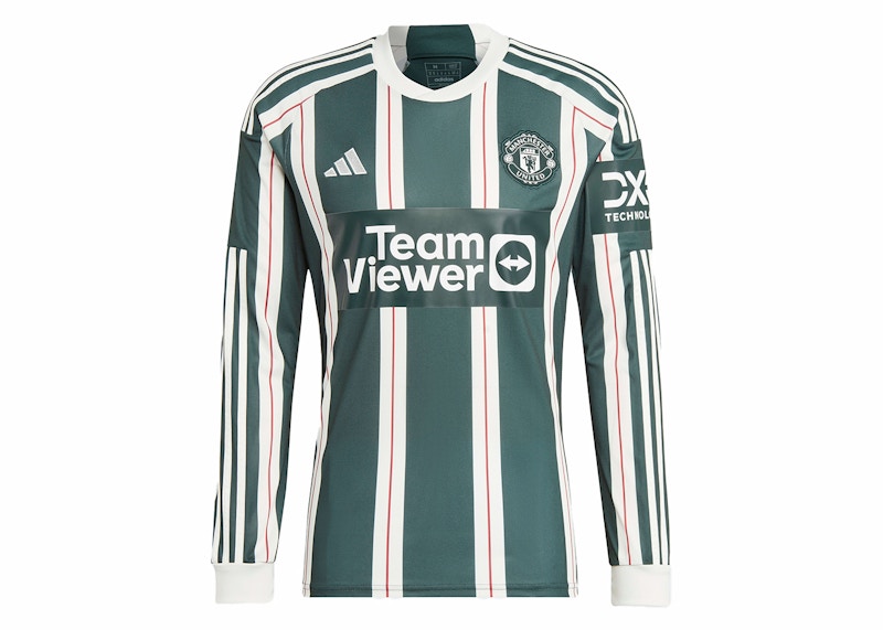 adidas Manchester United 23/24 Long Sleeve Away Jersey Green Night/Core White/Active Maroon