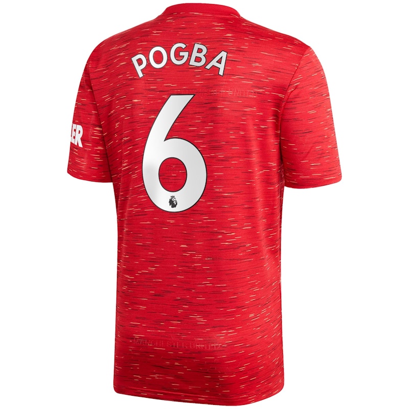 adidas Manchester United Home Shirt 2020-21 with Pogba 6 printing Jersey Red