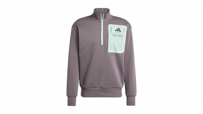 adidas Mercedes AMG Petronas Formula Team Premium Woven Fleece Top Grey Strata/Frozen Green