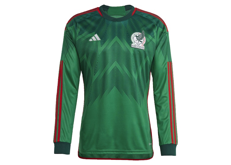 adidas Mexico 22 Long Sleeve Home Jersey Vivid Green/Collegiate Green