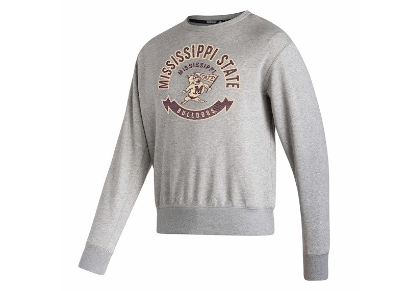 adidas Mississippi State Long Sleeve Sweatshirt Medium Grey Heather/White