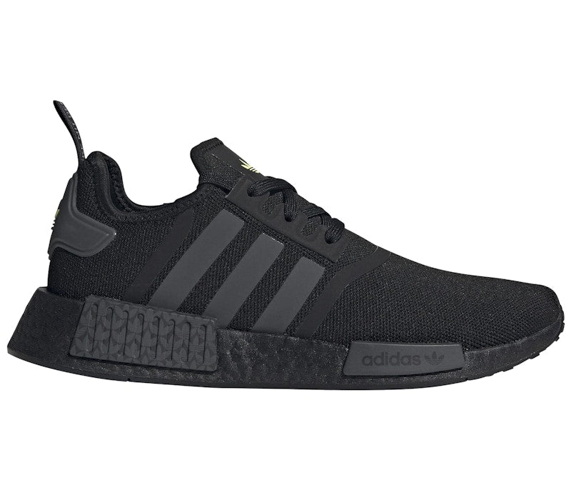 adidas NMD R1 Core Black Grey Solar Yellow