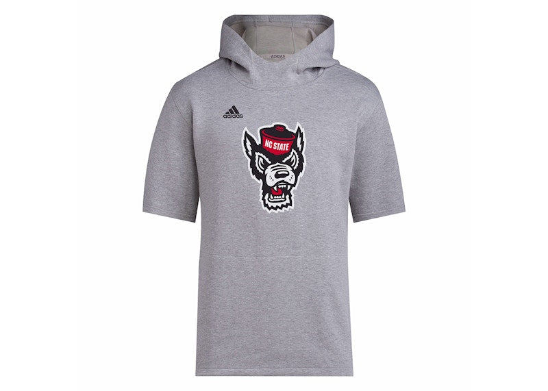 adidas Nc State Baseball Short Sleeve Hoodie Medium Grey Heather/Black