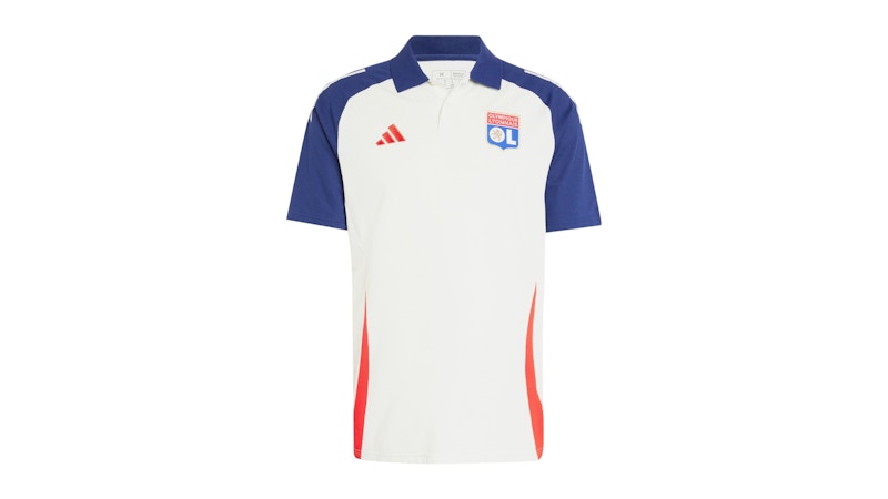 adidas Olympique Lyonnais Tiro 24 Polo Shirt White Tint Midnight Indigo Bright Red
