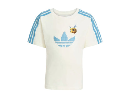 adidas Originals x Minecraft Kids Tee And Short Set Off White/Clear Blue