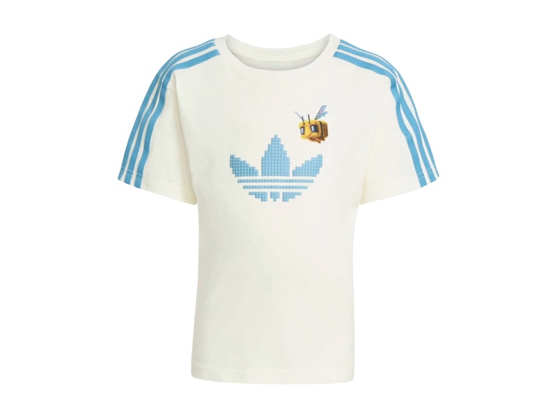 adidas Originals x Minecraft Kids Tee And Short Set Off White/Clear Blue