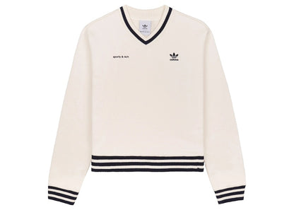 adidas Originals x Sporty & Rich V-Neck Sweatshirt Cream/Navy