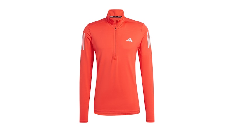 adidas Own The Run 1/4 Zip Long Sleeve Sweatshirt Bright Red