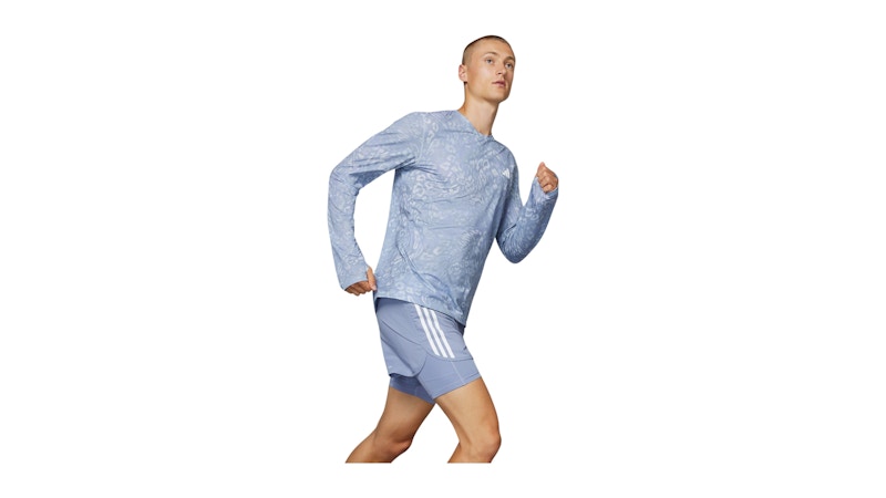 adidas Own The Run Climacool 3-Stripes Long Sleeve Tee Dash Grey/Violet Tone