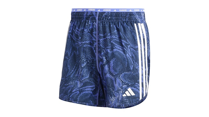 adidas Own The Run Excite Allover Print Aeroready Shorts Semi Cobalt Blue