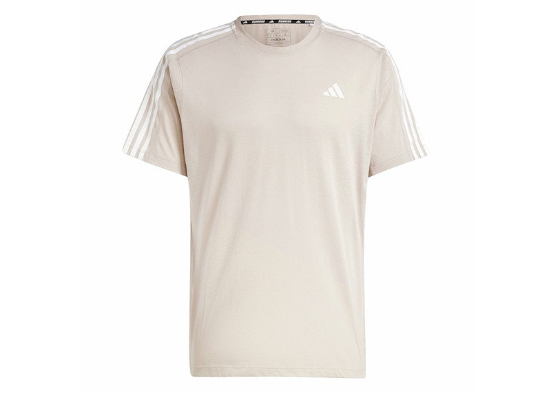 adidas Own the Run 3-Stripes Tee Wonder Beige