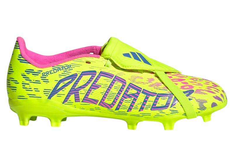 adidas Predator League Fold-Over Tongue FG Lucid Lemon Blue Fusion Lucid Pink (GS)