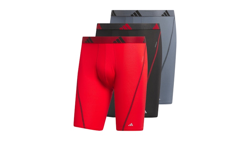 adidas Prf Msh 3Pk Long Boxer Brief Scarlet Black Onix