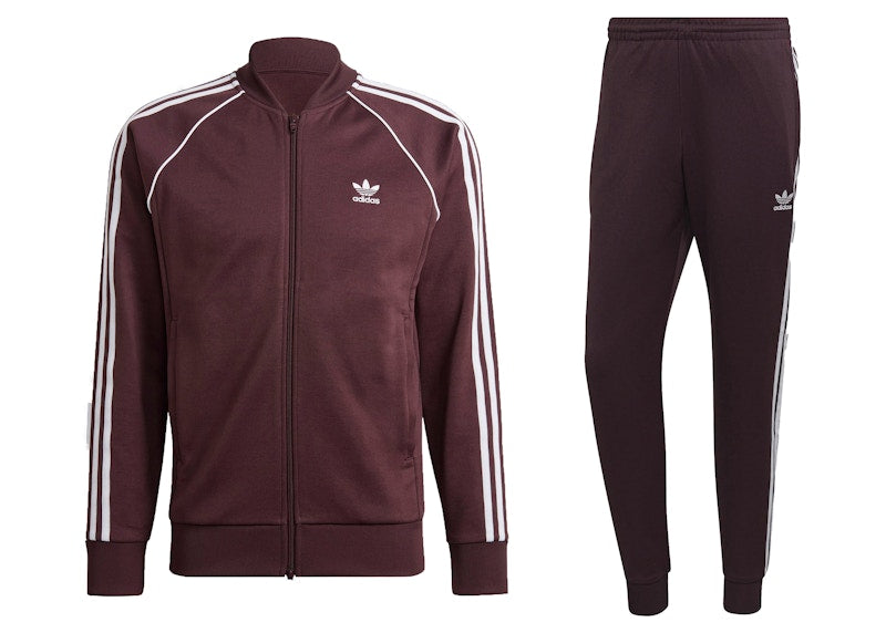 adidas Primeblue SST Track Jacket & Pant Set Shadow Maroon/White