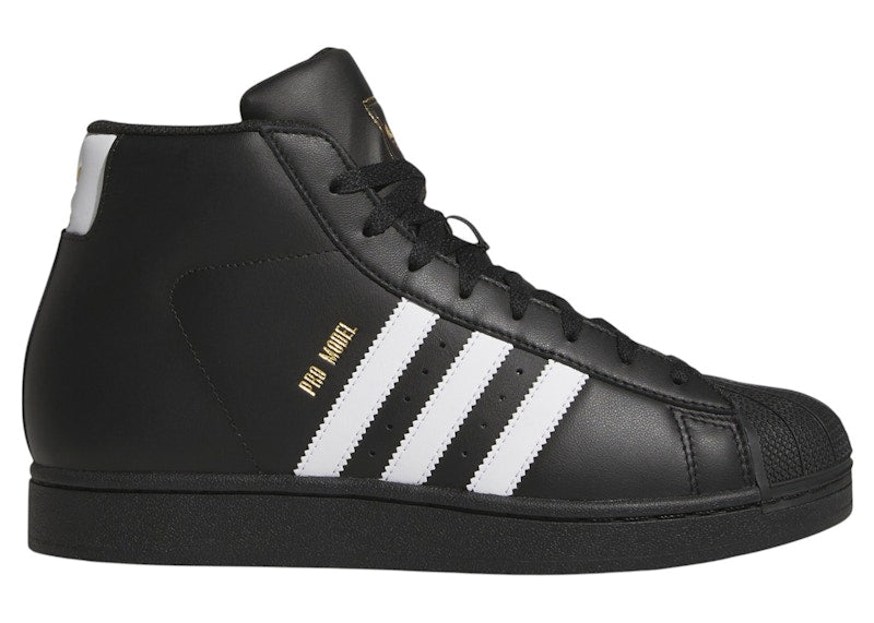 adidas Pro Model Core Black White Stripes Gold Metallic