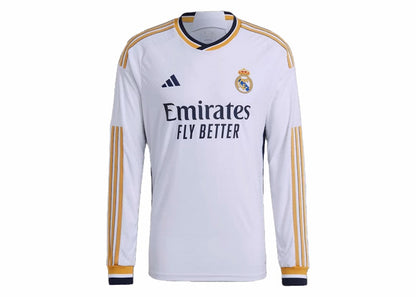 adidas Real Madrid 23/24 Long Sleeve Home Authentic Jersey White