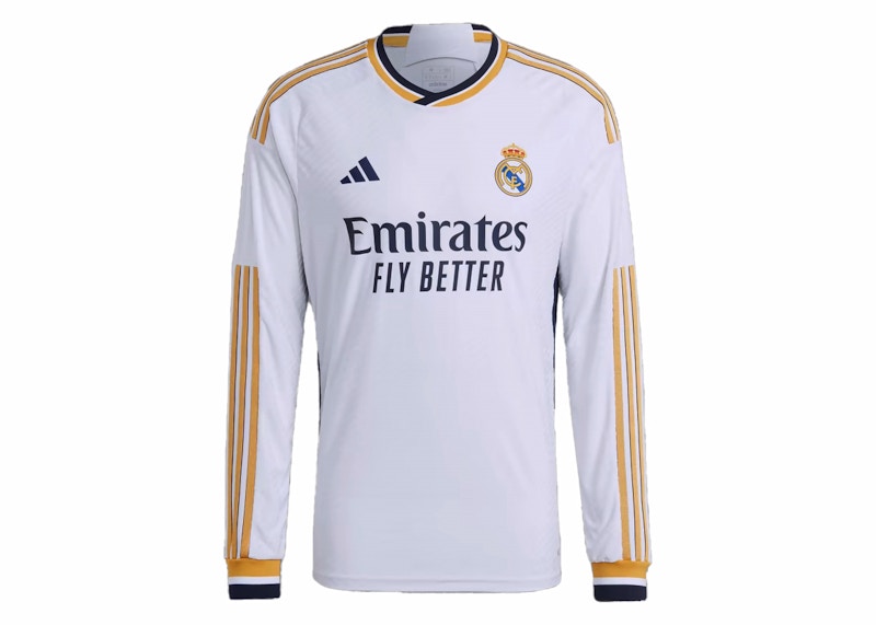 adidas Real Madrid 23/24 Long Sleeve Home Jersey White