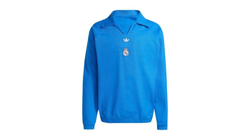 adidas Real Madrid Terrace Icons Drill Sweatshirt Blue Bird White