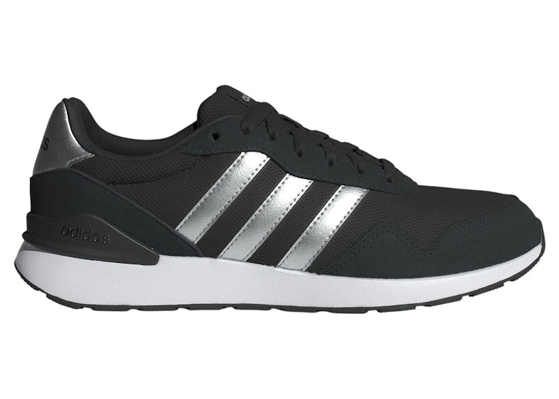adidas Run 60s 4.0 Core Black Silver Metallic Cloud White (Women's)