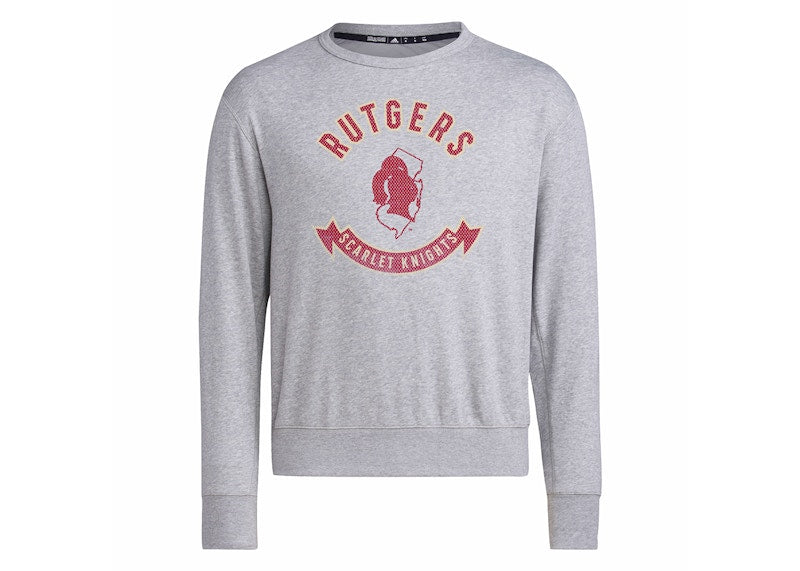 adidas Rutgers Long Sleeve Sweatshirt Medium Grey Heather/White