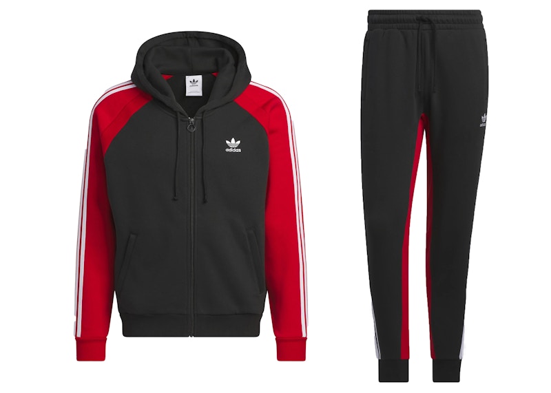 adidas SST Fleece Track Jacket & Pant Set Black/Shadow Red