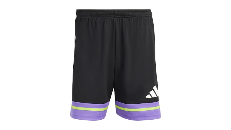 adidas Squadra 25 Shorts Black Purple Rush Semi Solar Slime
