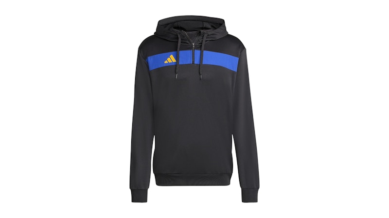 adidas Tiro 25 Essentials Sweat Hoodie Black Semi Lucid Blue Crew Yellow